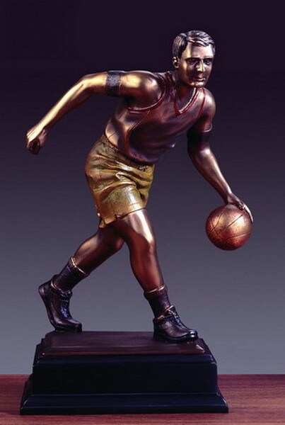 Basketball Player Sculpture Dribbling Figurine Sport Artwork Ball